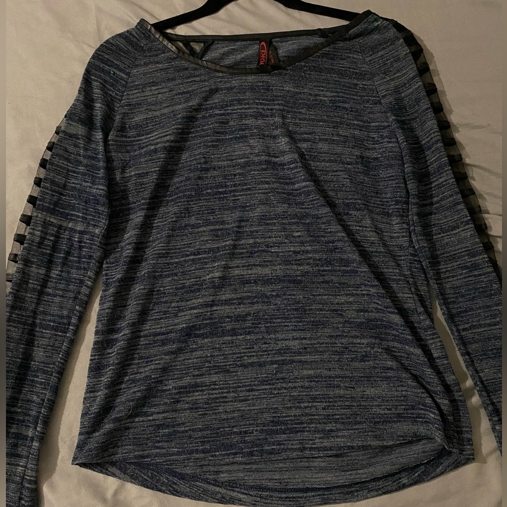 dark blue women's long sleeve top